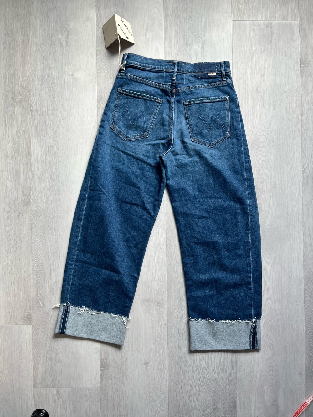 MOTHER THE HALF PIPE ANKLE CUFF FRAY DARK WASH WOMENS 28 - Picture 10 of 14